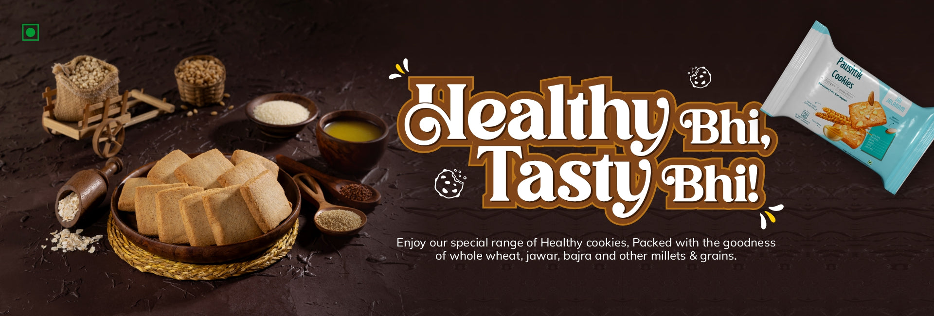 Healthy Cookies made with whole wheat, jowar, bajra and millets by Jai Jalaram Food Products.slider_item_YQrmic